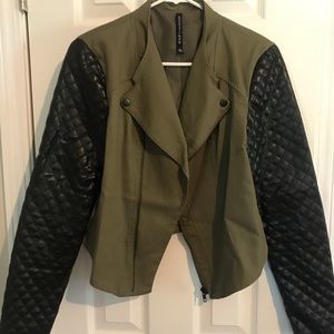 Faux Leather Sleeve Jacket